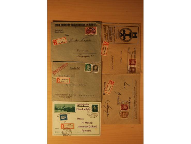 1885/1945(ca.), über 100 Briefe und Karten, alles eingeschriebene Drucksachen, dabei Auslandspost, zusätzlich Nachnahme oder 