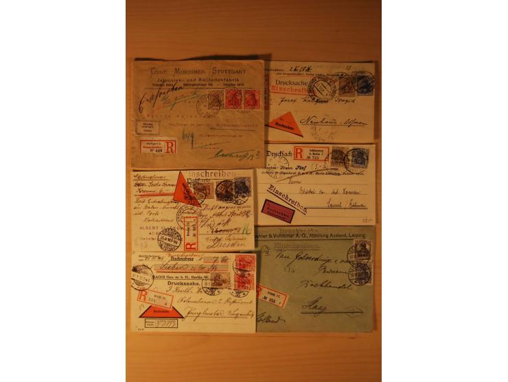 1885/1945(ca.), über 100 Briefe und Karten, alles eingeschriebene Drucksachen, dabei Auslandspost, zusätzlich Nachnahme oder 
