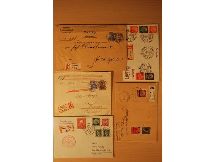 1885/1945(ca.), über 100 Briefe und Karten, alles eingeschriebene Drucksachen, dabei Auslandspost, zusätzlich Nachnahme oder 