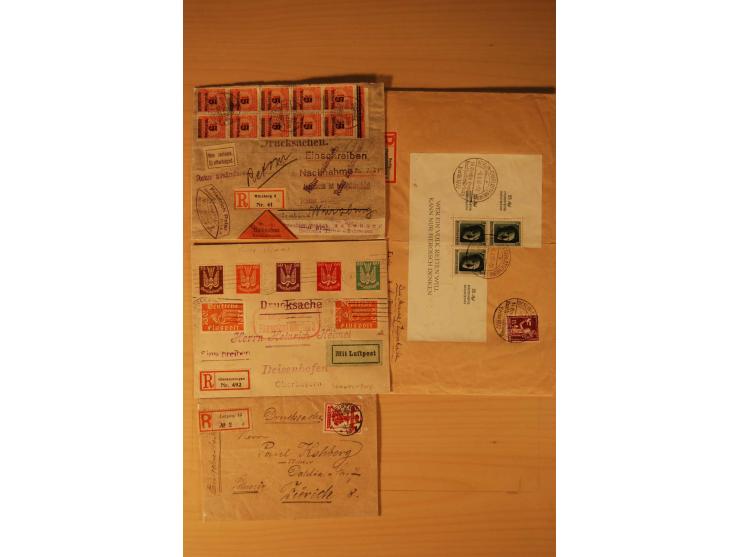 1885/1945(ca.), über 100 Briefe und Karten, alles eingeschriebene Drucksachen, dabei Auslandspost, zusätzlich Nachnahme oder 