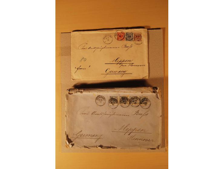  1892, interessante Partie von Briefen und Karten, meist aus einer Korrespondenz Meppen-Pangani, dabei auch etwas Incoming Ma