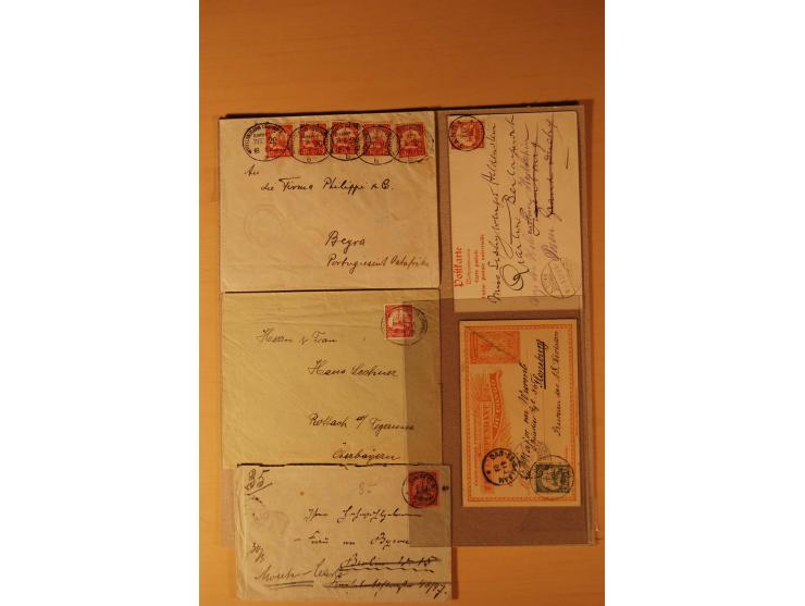 1901/15, 18 Briefe und Karten, meist nur bessere, mit 4 R-Briefen, Bahnpost-Stempeln (1x aus 1915), Schiffspost und Auslandsp