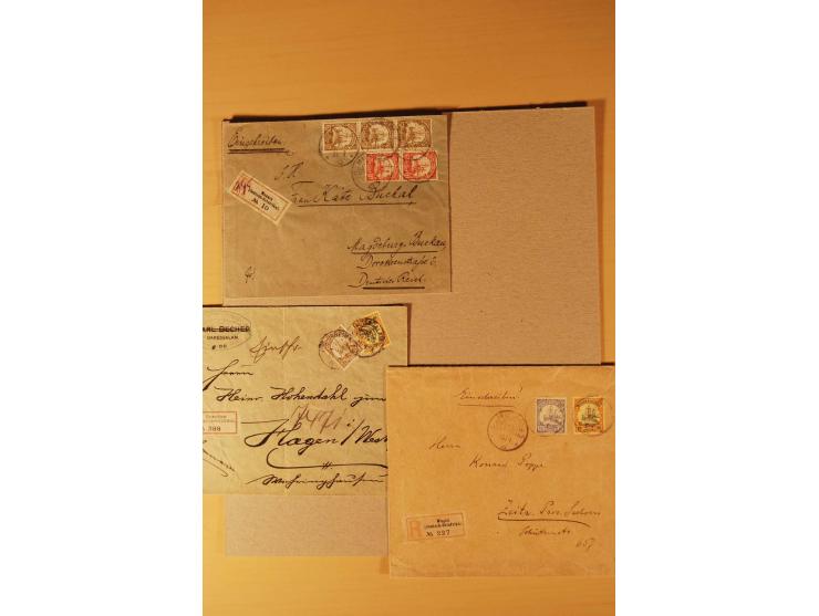 1901/15, 18 Briefe und Karten, meist nur bessere, mit 4 R-Briefen, Bahnpost-Stempeln (1x aus 1915), Schiffspost und Auslandsp