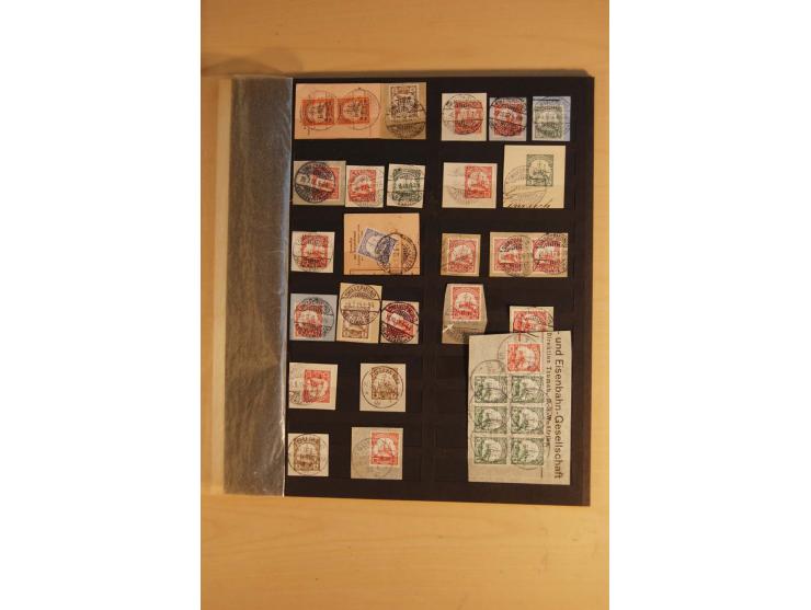 1897/1906, Partie mit über 300 Briefstücken, dabei 30 Formularabschnitte, mit meist klaren Stempeln, viele verschiedene, in d