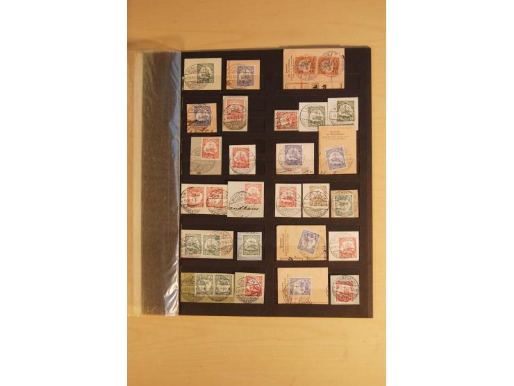 1897/1906, Partie mit über 300 Briefstücken, dabei 30 Formularabschnitte, mit meist klaren Stempeln, viele verschiedene, in d