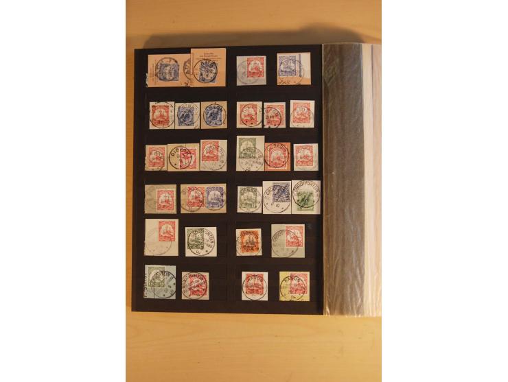 1897/1906, Partie mit über 300 Briefstücken, dabei 30 Formularabschnitte, mit meist klaren Stempeln, viele verschiedene, in d