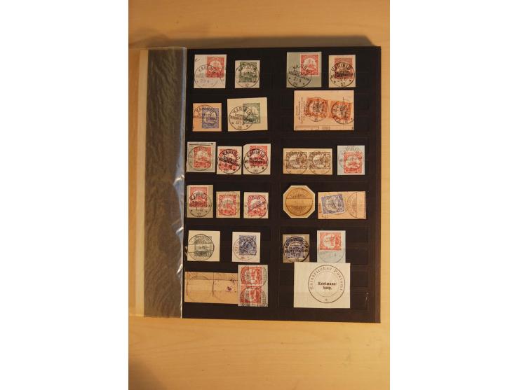 1897/1906, Partie mit über 300 Briefstücken, dabei 30 Formularabschnitte, mit meist klaren Stempeln, viele verschiedene, in d