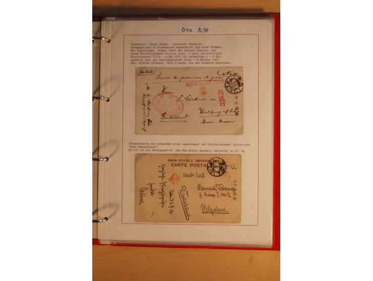 1914/1919, umfangreiche Sammlung fast aller Lager mit ca. 190 Briefen und Karten auf Albenblättern mit Beschriftung, dabei vi