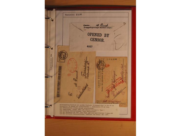 1914/1919, umfangreiche Sammlung fast aller Lager mit ca. 190 Briefen und Karten auf Albenblättern mit Beschriftung, dabei vi