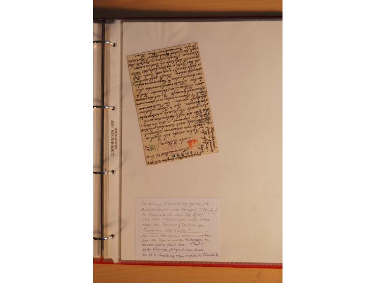 1914/1919, umfangreiche Sammlung fast aller Lager mit ca. 190 Briefen und Karten auf Albenblättern mit Beschriftung, dabei vi