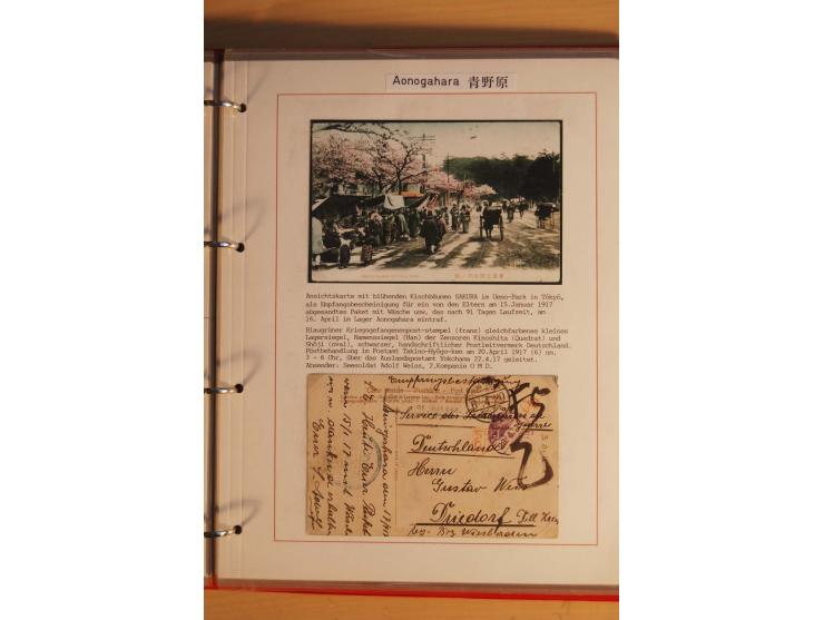 1914/1919, umfangreiche Sammlung fast aller Lager mit ca. 190 Briefen und Karten auf Albenblättern mit Beschriftung, dabei vi