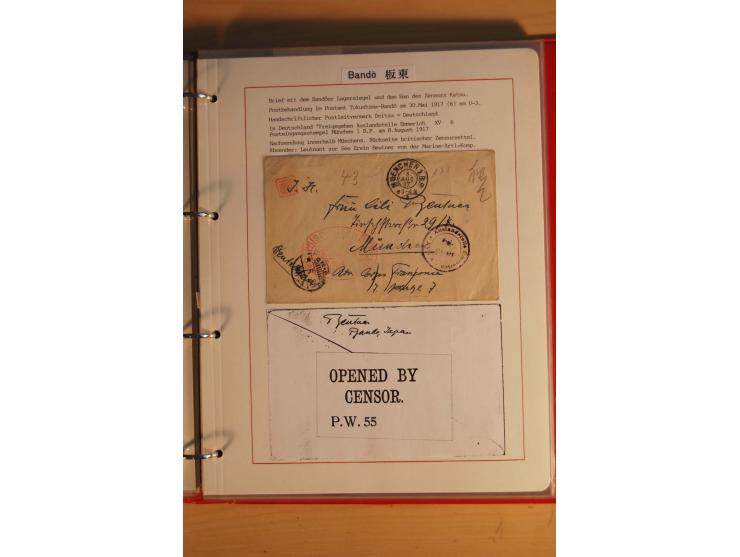 1914/1919, umfangreiche Sammlung fast aller Lager mit ca. 190 Briefen und Karten auf Albenblättern mit Beschriftung, dabei vi