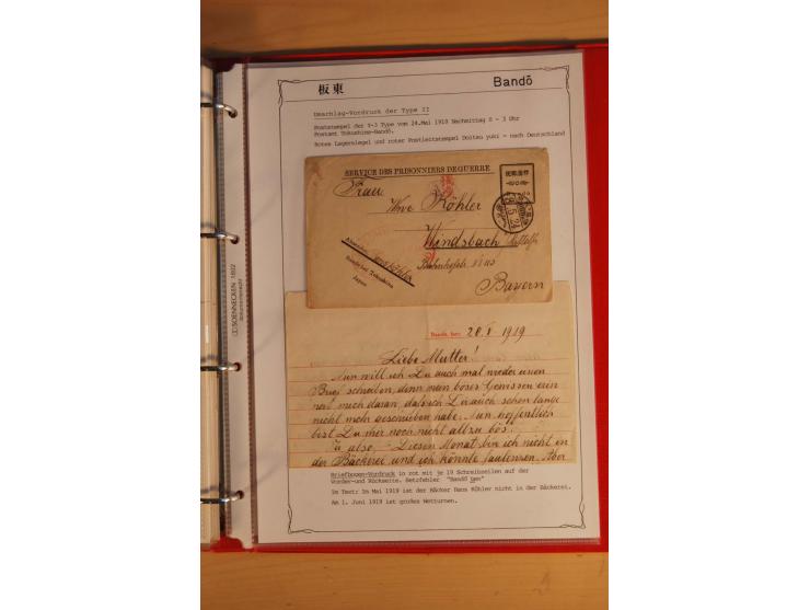 1914/1919, umfangreiche Sammlung fast aller Lager mit ca. 190 Briefen und Karten auf Albenblättern mit Beschriftung, dabei vi