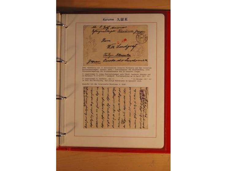 1914/1919, umfangreiche Sammlung fast aller Lager mit ca. 190 Briefen und Karten auf Albenblättern mit Beschriftung, dabei vi