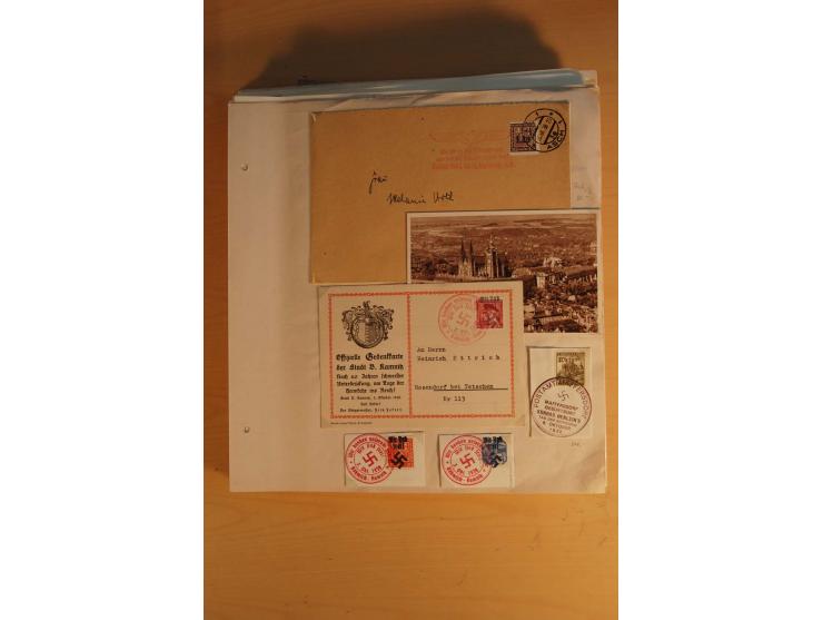 1938, umfangreiche, meist gestempelte und ungebrauchte Sammlung inkl. vielen Briefstücken, dabei bessere und kpl. Ausgaben, E