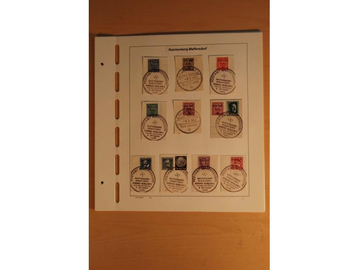1938, gestempelte Zusammenstellung mit mittleren Werten, viele Briefstücke, teils Altsignaturen