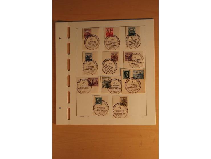 1938, gestempelte Zusammenstellung mit mittleren Werten, viele Briefstücke, teils Altsignaturen