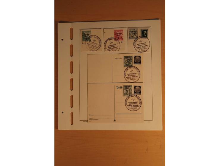 1938, gestempelte Zusammenstellung mit mittleren Werten, viele Briefstücke, teils Altsignaturen