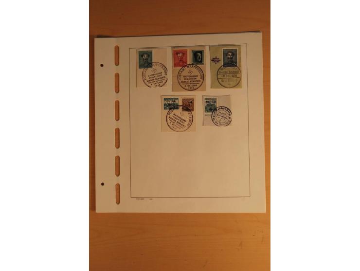 1938, gestempelte Zusammenstellung mit mittleren Werten, viele Briefstücke, teils Altsignaturen