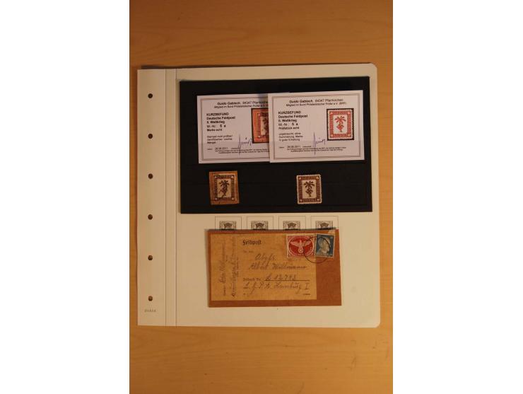  1942/45, kleine ungebrauchte und gestempelte Sammlung mit Mi.-Nr. 7A auf Briefstück, 10Aa auf Briefstück, 11Ba gestempelt, 1