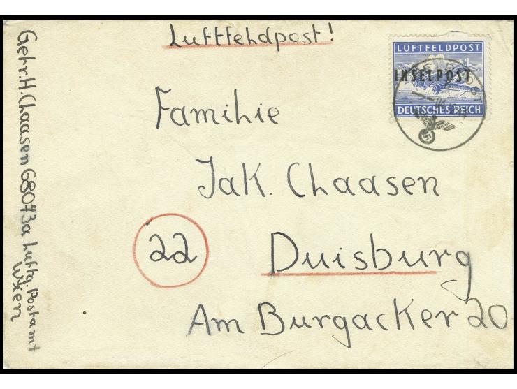 1939/45, umfangreiche Sammlung mit rund 200  Briefen (viele mit Inhalt) und Karten, dabei viele besondere Stempel, Luft-Feldp