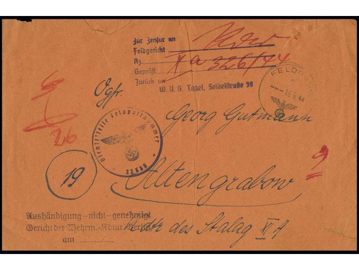 1939/45, umfangreiche Sammlung mit rund 200  Briefen (viele mit Inhalt) und Karten, dabei viele besondere Stempel, Luft-Feldp