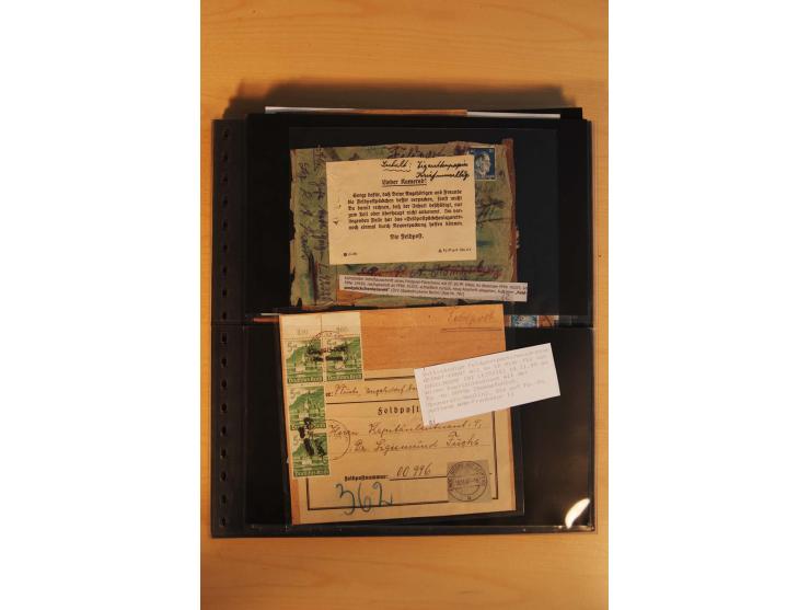1939/45, umfangreiche Sammlung mit rund 200  Briefen (viele mit Inhalt) und Karten, dabei viele besondere Stempel, Luft-Feldp