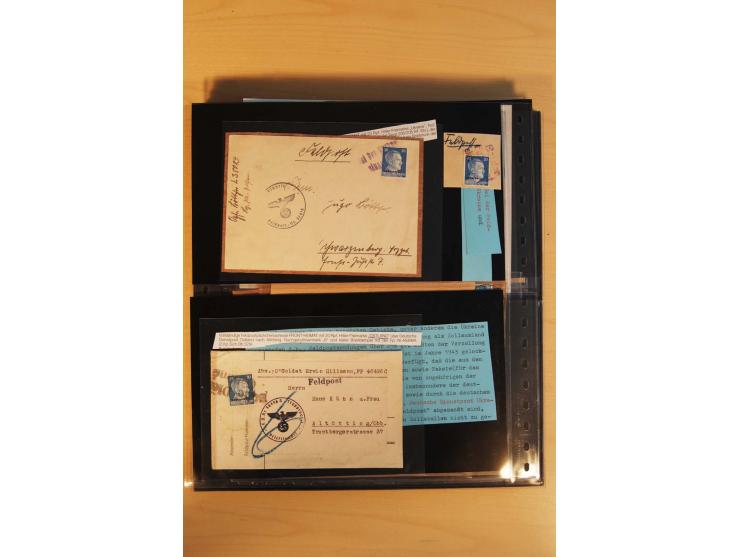 1939/45, umfangreiche Sammlung mit rund 200  Briefen (viele mit Inhalt) und Karten, dabei viele besondere Stempel, Luft-Feldp