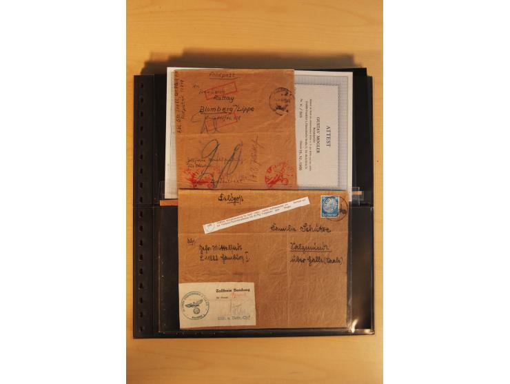 1939/45, umfangreiche Sammlung mit rund 200  Briefen (viele mit Inhalt) und Karten, dabei viele besondere Stempel, Luft-Feldp