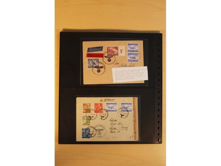 1939/45, umfangreiche Sammlung mit rund 200  Briefen (viele mit Inhalt) und Karten, dabei viele besondere Stempel, Luft-Feldp