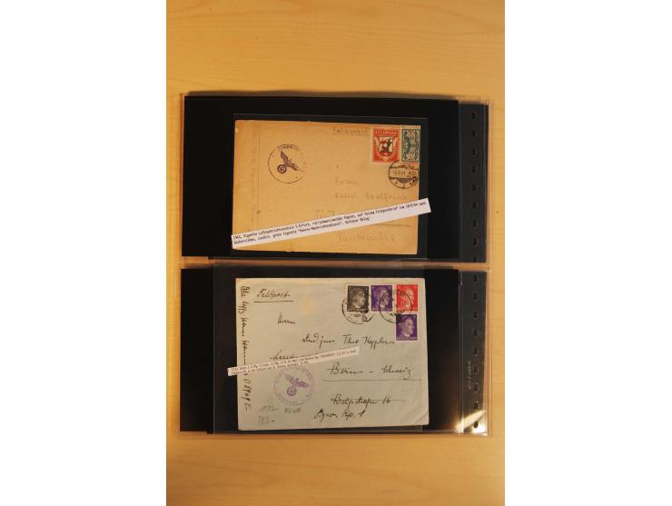 1939/45, umfangreiche Sammlung mit rund 200  Briefen (viele mit Inhalt) und Karten, dabei viele besondere Stempel, Luft-Feldp