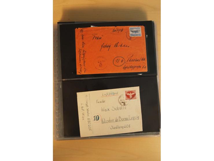 1939/45, umfangreiche Sammlung mit rund 200  Briefen (viele mit Inhalt) und Karten, dabei viele besondere Stempel, Luft-Feldp