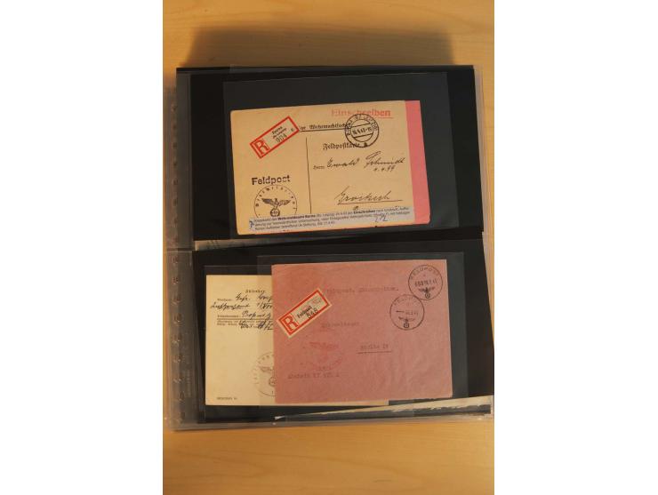 1939/45, umfangreiche Sammlung mit rund 200  Briefen (viele mit Inhalt) und Karten, dabei viele besondere Stempel, Luft-Feldp