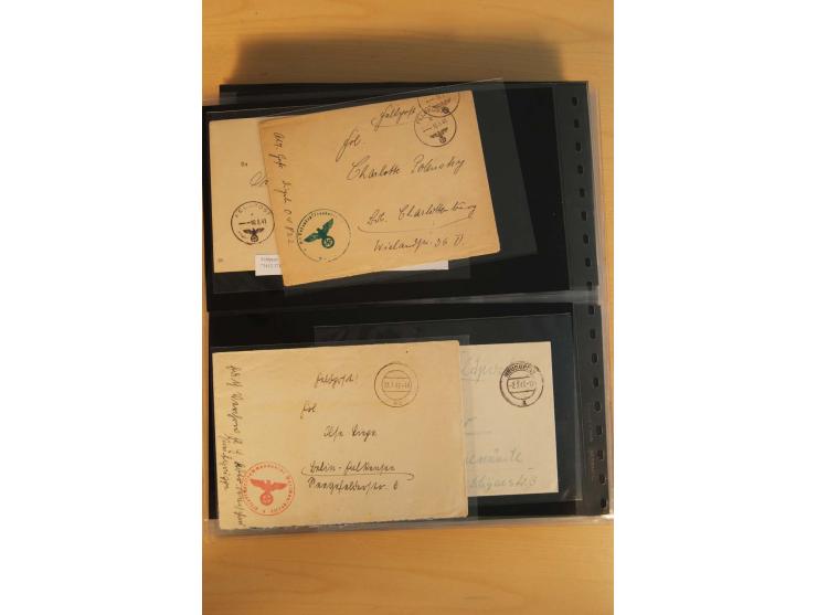 1939/45, umfangreiche Sammlung mit rund 200  Briefen (viele mit Inhalt) und Karten, dabei viele besondere Stempel, Luft-Feldp