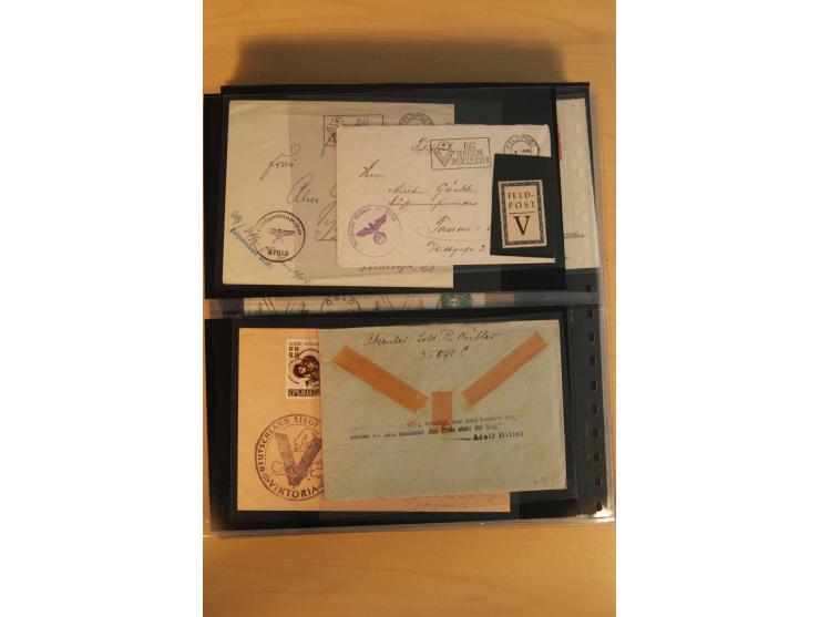 1939/45, umfangreiche Sammlung mit rund 200  Briefen (viele mit Inhalt) und Karten, dabei viele besondere Stempel, Luft-Feldp