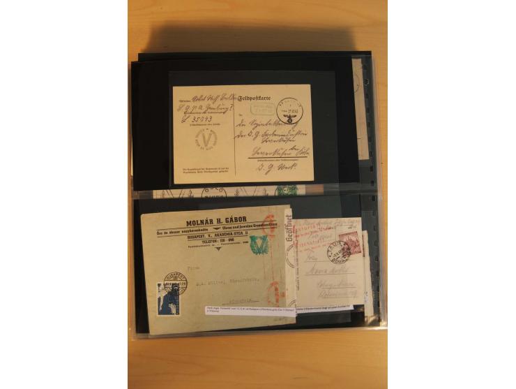 1939/45, umfangreiche Sammlung mit rund 200  Briefen (viele mit Inhalt) und Karten, dabei viele besondere Stempel, Luft-Feldp