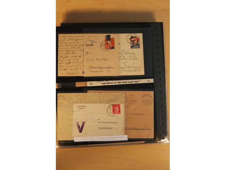 1939/45, umfangreiche Sammlung mit rund 200  Briefen (viele mit Inhalt) und Karten, dabei viele besondere Stempel, Luft-Feldp
