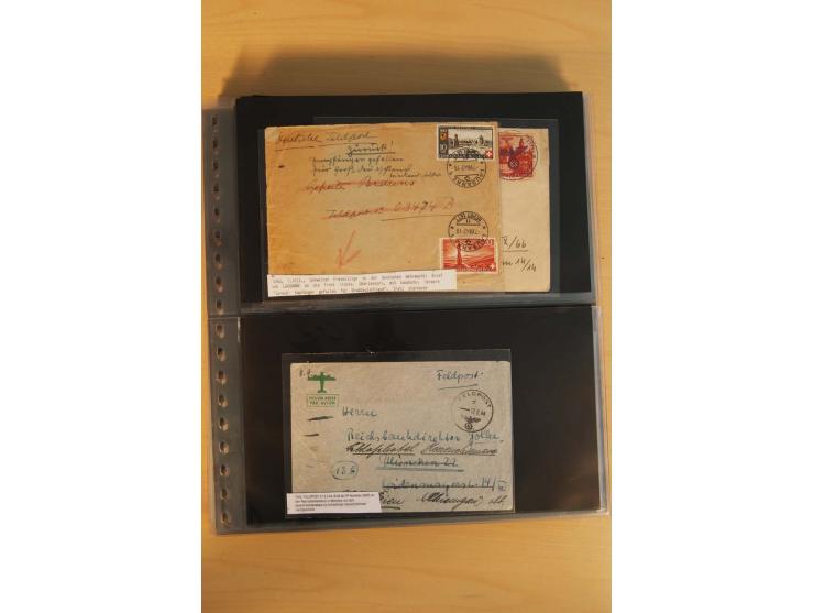 1939/45, umfangreiche Sammlung mit rund 200  Briefen (viele mit Inhalt) und Karten, dabei viele besondere Stempel, Luft-Feldp