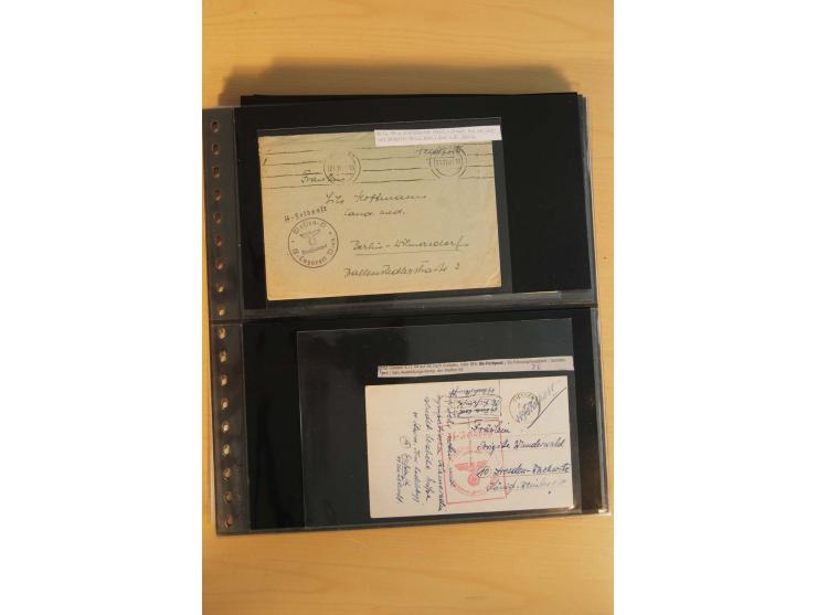 1939/45, umfangreiche Sammlung mit rund 200  Briefen (viele mit Inhalt) und Karten, dabei viele besondere Stempel, Luft-Feldp