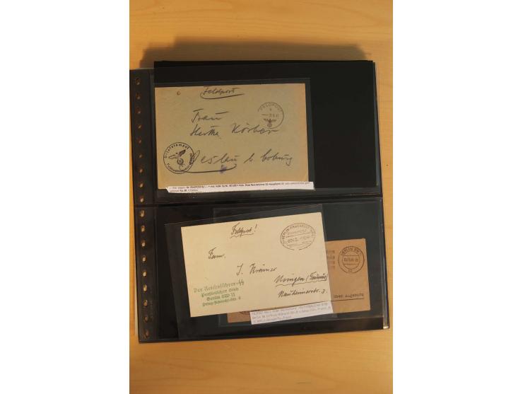 1939/45, umfangreiche Sammlung mit rund 200  Briefen (viele mit Inhalt) und Karten, dabei viele besondere Stempel, Luft-Feldp
