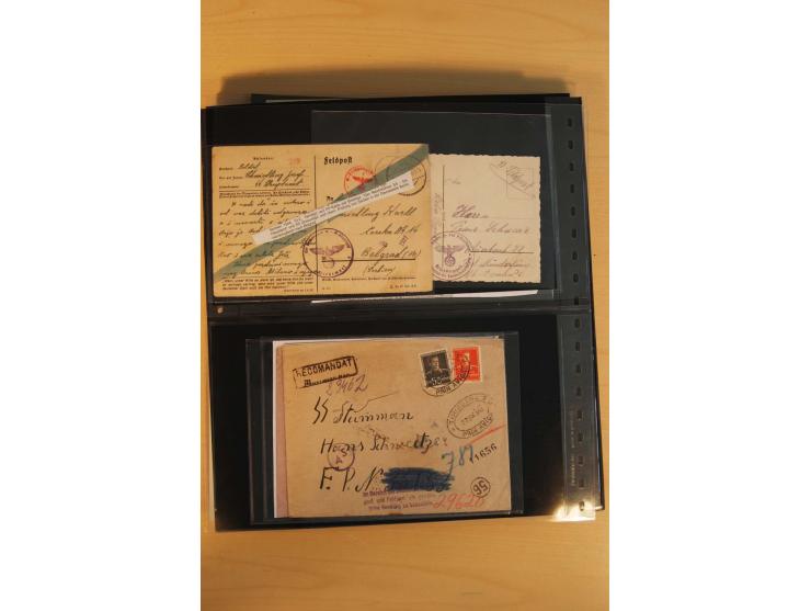 1939/45, umfangreiche Sammlung mit rund 200  Briefen (viele mit Inhalt) und Karten, dabei viele besondere Stempel, Luft-Feldp