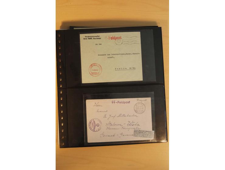 1939/45, umfangreiche Sammlung mit rund 200  Briefen (viele mit Inhalt) und Karten, dabei viele besondere Stempel, Luft-Feldp