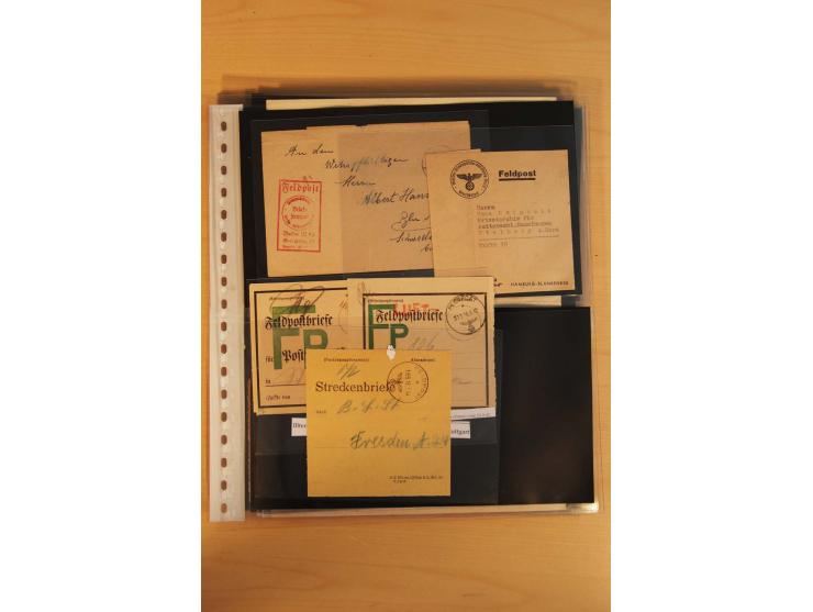 1939/45, umfangreiche Sammlung mit rund 200  Briefen (viele mit Inhalt) und Karten, dabei viele besondere Stempel, Luft-Feldp