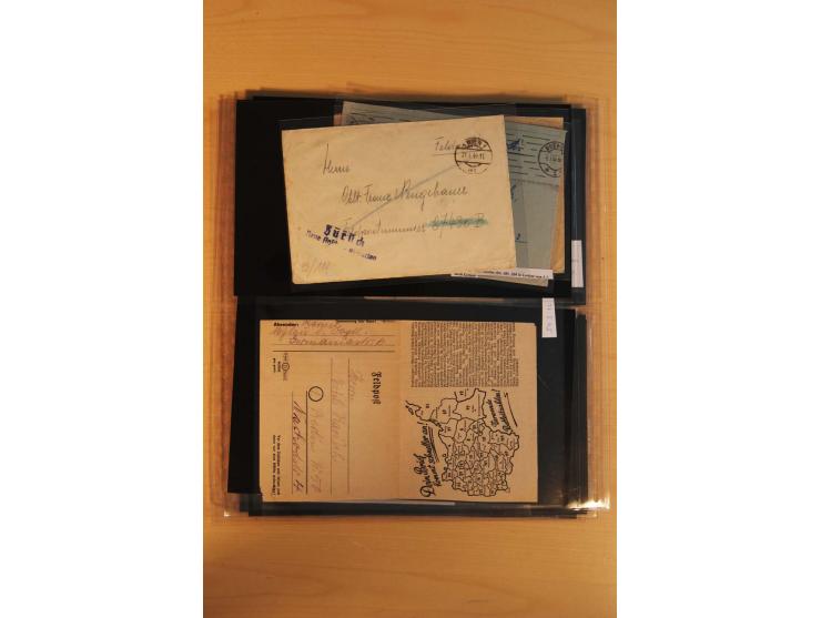 1939/45, umfangreiche Sammlung mit rund 200  Briefen (viele mit Inhalt) und Karten, dabei viele besondere Stempel, Luft-Feldp