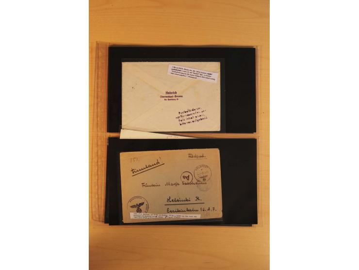 1939/45, umfangreiche Sammlung mit rund 200  Briefen (viele mit Inhalt) und Karten, dabei viele besondere Stempel, Luft-Feldp