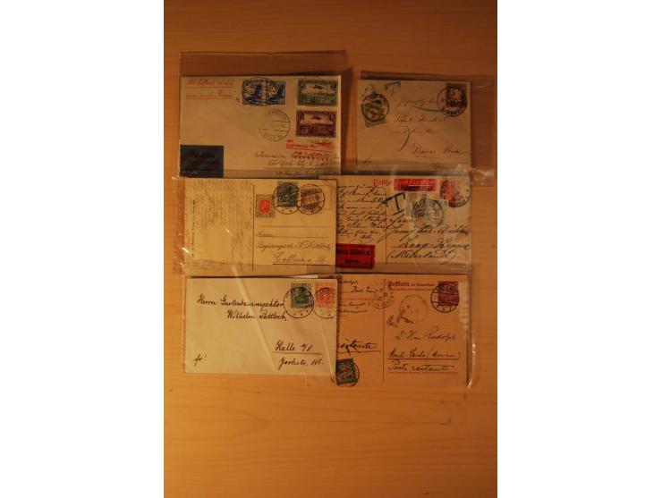 1878/1940 (ca.), 80 Briefe und Karten mit Frankaturkombinationen mit ausländischen Ausgaben, dabei Portobelege, Nachsendefran