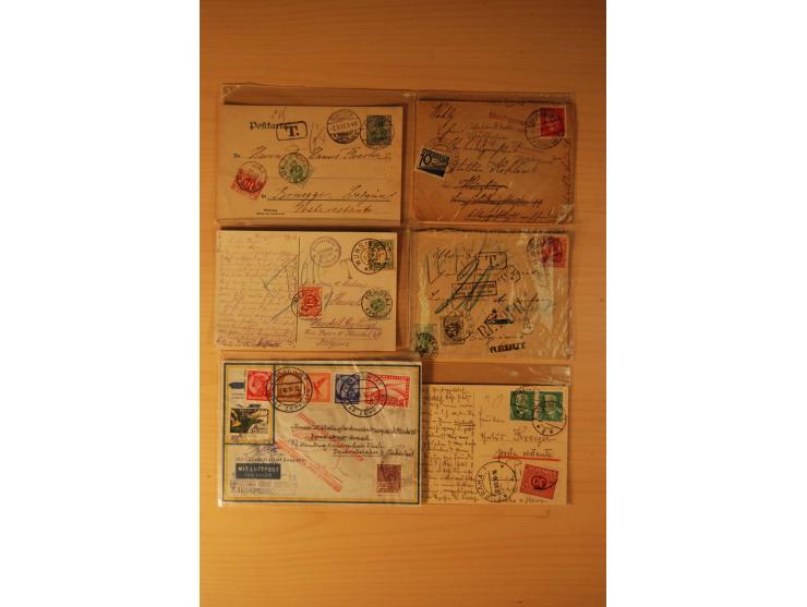 1878/1940 (ca.), 80 Briefe und Karten mit Frankaturkombinationen mit ausländischen Ausgaben, dabei Portobelege, Nachsendefran