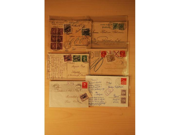 1878/1940 (ca.), 80 Briefe und Karten mit Frankaturkombinationen mit ausländischen Ausgaben, dabei Portobelege, Nachsendefran