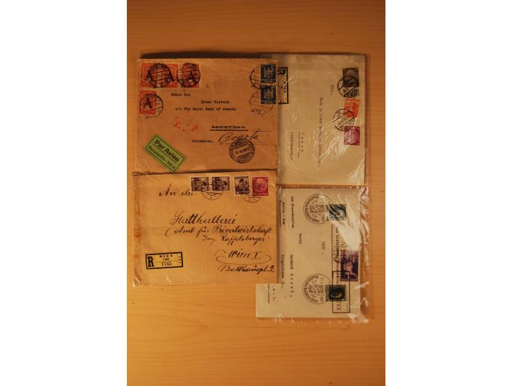1878/1940 (ca.), 80 Briefe und Karten mit Frankaturkombinationen mit ausländischen Ausgaben, dabei Portobelege, Nachsendefran