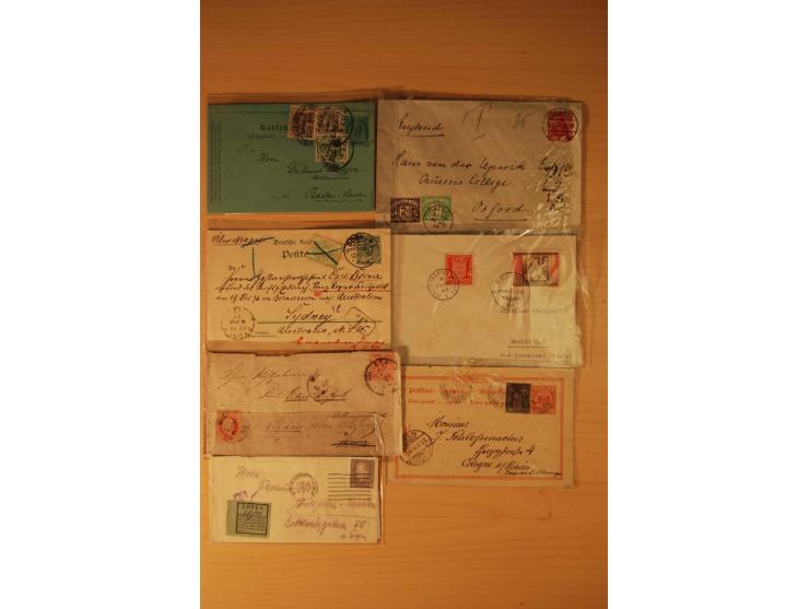 1878/1940 (ca.), 80 Briefe und Karten mit Frankaturkombinationen mit ausländischen Ausgaben, dabei Portobelege, Nachsendefran